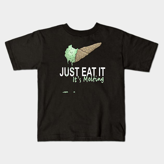 Just Eat It It’s Melting Funny Ice Mint Cream Fitness Kids T-Shirt by FrontalLobe